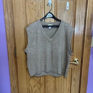 H&M Brown Sleeveless V-Neck Top
